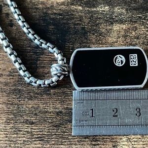 David Yurman black onyx dog tag and chain